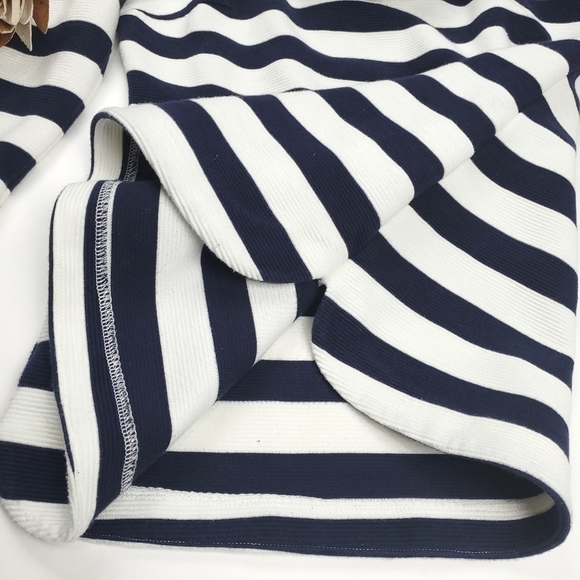 Boden Anthropologie Navy White Stripe Cowl Bateau Neck Sweater Top Sz 4 - Picture 3 of 11